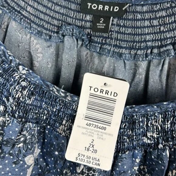 EUC Adorable Chambray Floral Torrid  Sz 2 Dress w/ pockets - Picture 2 of 8